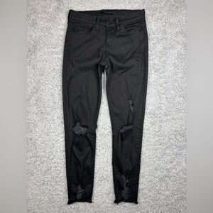 Flying Monkey Jeans Womens 26 Mid Rise Ankle Skinny Distressed Denim Stretch Raw
